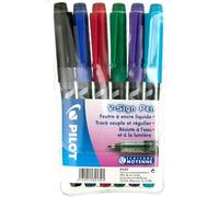 PILOT - 6 V-Sign Pen - Rotulador de Escritura - Colores Variados | Tinta Líquida Luminosa - Trazo Fluido Preciso - Secado Inmediato - Negro, Azul, Rojo, Verde, Violeta, Turquesa - Punta Media