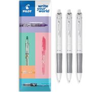 PILOT Acroball Begreen - Bolígrafo retráctil blanco puro, 79% reciclado, 3 unidades, punta mediana de 1,0 mm, ideal para escribir, escuela, hogar, oficina, caja de regalo con sobres