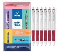 Pilot Acroball - Bolígrafo retráctil blanco puro, gama Begreen 79% reciclado, paquete de 6 bolígrafos, punta mediana de 1,0 mm, ideal para escribir, escuela, hogar, revisión, oficina (rojo)