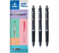 PILOT Acroball - Bolígrafo retráctil, gama Begreen 79% reciclado, paquete de 3 bolígrafos, punta fina de 0,7 mm, ideal para escribir, escuela, hogar, revisión, oficina (negro)
