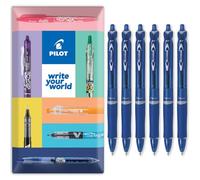 PILOT Acroball - Bolígrafo retráctil, gama Begreen 79 % reciclado, paquete de 6 bolígrafos, punta fina de 0,7 mm, en paquete de regalo, ideal para escribir, escuela, hogar, oficina (azul)