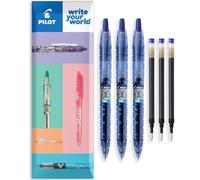 Pilot B2P - Bolígrafo de gel de punta rodante, gama Begreen, 89 % reciclado, tinta azul, paquete de bolígrafos + tintas de repuesto, en paquete de almohada (paquete de 3 + 3)