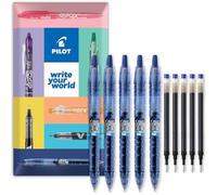 PILOT B2P - Bolígrafo de gel de punta rodante, gama Begreen, 89 % reciclado, tinta azul, paquete de bolígrafos + tintas de repuesto, en paquete de almohada (paquete de 5 + 5)