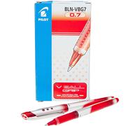 Pilot Bolígrafo Roller V-Ball 7 Grip Punta 0,7 mm Tinta Líquida Rojo (Pack de 12)