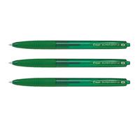 Pilot Bolígrafo Super Grip G Retráctil Punta Bola 1mm Grip Tinta Base de Aceite Verde (Pack de 3)
