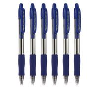Pilot Bolígrafo Super Grip Retráctil Punta 1mm Recargable Tinta Base de Aceite Azul (Pack de 6)