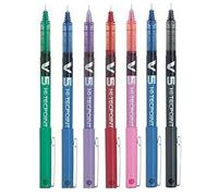 Pilot Bolígrafos BX V5- Bolígrafo Extra Fino Hi-Tecpoint con Punta 0.5mm Anchura Línea 0.3mm (Negro, Rojo, Azul, Verde, Violeta, Azul Claro, Rosa Claro) - Paquete de 7 - Escritura Suave