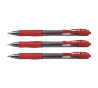 Pilot - Bolígrafos de gel, G-2, punta ancha, 1 mm, color rojo, 3 unidades
