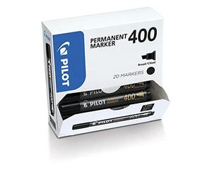 PILOT Box XXL 20 Marqueurs Permanents SCA 400 Pte Biseau Large Noir