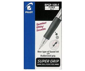 Pilot BPGB-10R-F Bolígrafo de bola a presión Supergrip negro punta 0 7 punta 0 27 mm (conf.12)