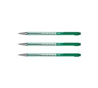 Pilot BPS-Matic - Lote de 3 bolígrafos de punta redonda retráctil, punta fina verde