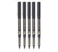 Pilot BX V7 negro Hi-Tecpoint Fino Bolígrafo de punta rodante 0,7 mm punta 0,5 mm ancho de línea (paquete de 5)