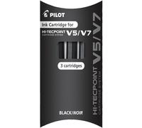 Pilot BXS-IC-B-S3 - Pack de 3 Recambios para bolígrafo V5/ V7, color negro