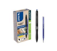 PILOT - Caja de 10 FriXion Ball Plus + 10 Recambios - Bolígrafos Borrables Ergonómicos - Retráctiles y Recargables - Escritura Fluida y Cómoda - Plástico Reciclado - Azul - Punta Media