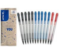 PILOT - Caja de 12 BPS Matic - Bolígrafo - Escritura Ultra Fluida y Cómoda - Recargable y Retráctil - Negro, Azul, Rojo - Punta Fina