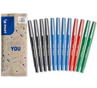 PILOT - Caja de 12 Fineliner - Rotuladores - Escritura Fina con Tinta Líquida - Secado Rápido - Negro, Azul, Rojo, Verde - Punta Media