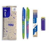 PILOT - Caja de 2 FriXion Ball + 3 Recambios + 1 Goma de REGALO - Bolígrafo Borrable Bonito - Edición Limitada FriXion Friends, Bolígrafo de la Amistad - Música - Recargable - Tinta Azul - Punta Media
