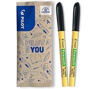 PILOT Caja de 2 Marcadores Textiles Permawash - Tinta Lavable - Negro - Punta Fina (Paquete de 6)