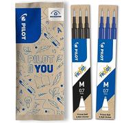 PILOT - Caja de 2 Set de 3 Recambios FriXion - Recambios para Bolígrafos Borrables - Compatible con FriXion Ball y FriXion Ball Clicker - Azul, Negro - Punta Media (6 recambios)