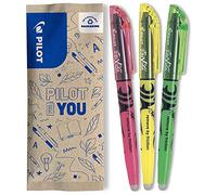 PILOT - Caja de 3 FriXion Light - Resaltadores Borrables en Colores Fluorescentes - 1 Amarillo, 1 Verde, 1 Rosa - Punta de Cincel para Líneas - Finas o Anchas