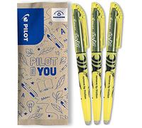 PILOT Caja de 3 Frixion Light - Resaltadores borrables en colores fluorescentes - Amarillo - Punta de cincel para líneas Finas o anchas
