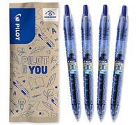 PILOT - Caja de 4 B2P Gel - Roller Retráctil y Recargable - Hecho con Botellas - Tinta de Gel para una Escritura Óptima - Begreen - Azul - Punta Media