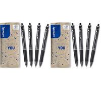 PILOT - Caja de 4 Bolígrafos Acroball con Tinta Ultrasuave - Recargable y Retráctil - Begreen - Negro - Punta Media (Paquete de 2)