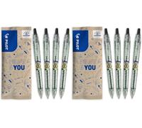 PILOT - Caja de 4 Bolígrafos B2P Ecoball 1.0 - Bolígrafo Retráctil y Recargable - Begreen - Negro - Punta Media (Paquete de 2)