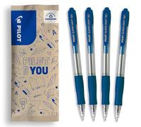 PILOT Caja de 4 Bolígrafos Super Grip - Biros recargables y retráctiles - Azul - Punta Media