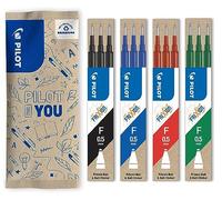 PILOT - Caja de 4 set de 3 Recambios FriXion - Recambios para Bolígrafos Borrables - Compatible con FriXion Ball y Ball Clicker - Negro, Azul, Rojo, Verde - Punta Fina (12 Recambios)