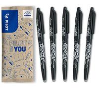 PILOT - Caja de 5 FriXion Ball - Bolígrafo Borrable con Tinta Termosensible - Bolígrafo Rollerball Recargable - Negro - Punta Media