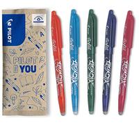 PILOT - Caja de 5 FriXion Ball - Bolígrafo Borrable con Tinta Termosensible - Bolígrafo Rollerball Recargable - Naranja, Turquesa, Azul, Verde, Rojo - Punta Media
