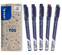 PILOT - Caja de 5 Rotuladores FriXion Fineliner - Rotuladores Borrables con Tinta Termosensible - 2 Azules, 1 Negro, 1 Rojo, 1 Verde - Punta Media