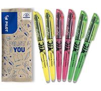 PILOT Caja de 6 Frixion Light - Resaltadores borrables en colores fluorescentes - 2 Amarillo, 2 Rosa, 2 Verde - Punta de cincel para trazos finos o anchos