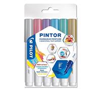 Pilot Rotuladores Pintor – Caja de 6 – Al agua, multisuperficie, secado rápido, punta fina, metal