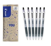 PILOT - Caja de 6 Pop'Lol - Bolígrafos Roller Tinta Gel - Retráctiles y Recargables - Escritura Suave y Confortable - Negro - Punta Media