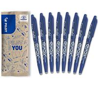 PILOT - Caja de 8 FriXion Ball - Bolígrafo Borrable con Tinta Termosensible - Bolígrafo Rollerball Recargable - 8 Azul - Punta Media