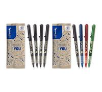 PILOT - Flow Pack 4uds - Bolígrafo Roller tinta líquida V-Ball 07 Medio, negro & Flow Pack 4uds - Bolígrafo Roller tinta líquida V-Ball 07 Medio, surtido - Negro, azul, rojo, verde