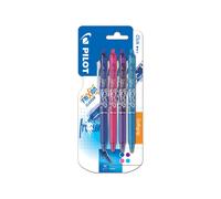Pilot FriXion ball - Juego de bolígrafos de tinta de gel (no retráctiles, 4 unidades), color azul/rosa/violeta/turquesa (bleu/rose/violet/turquoise)