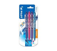 Pilot FriXion ball - Juego de bolígrafos de tinta de gel (no retráctiles, 4 unidades), color azul/rosa/violeta/turquesa (bleu/rose/violet/turquoise)