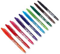 PILOT Frixion BL-FR7 - Juego de bolígrafos de tinta borrable, punta de 0,7 mm, colores, 10 modelos con tapa (paquete de 10 unidades, sin goma de borrar, multicolor)