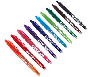 PILOT Frixion BL-FR7 - Juego de bolígrafos de tinta borrable, punta de 0,7 mm, colores, 10 modelos con tapa (paquete de 10 unidades, sin goma de borrar, multicolor)