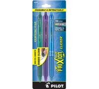 PILOT FriXion Clicker 31473 - Bolígrafos de tinta de gel borrables, recargables y retráctiles, tintas de punta fina, verde/morado/turquesa, paquete de 3