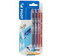 Pilot Bolígrafo roller FriXion Clicker 0,7 mm tinta borrable retráctil Pack 3 (negro, rojo, azul)