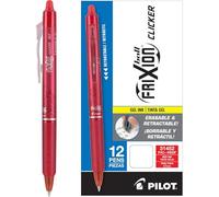 Pilot, FriXion Clicker - Bolígrafos de gel borrables, punta fina, 0,7 mm, 12 unidades, color rojo