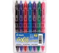 Pilot FriXion Clicker - Bolígrafos de tinta de gel borrables, recargables y retráctiles, punta fina, tintas de colores surtidos, 7 unidades (paquete de 1) (31472)