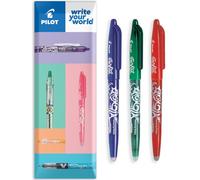 PILOT Frixion FR7 - Bolígrafo de punta redonda borrable con calor y fricción, punta media de 0,7 mm, en paquete de regalo, paquete de 3 (azul/verde/rojo)