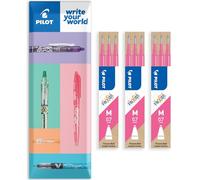 Pilot Frixion - Recambio borrable de calor y fricción, línea mediana de 0,7 mm, paquete de 9 recambios, 3 paquetes en embalaje de almohada (Rosa)