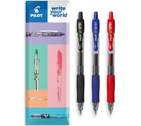 PILOT G-2 - Bolígrafos retráctiles de tinta de gel, punta de punta de 0,7 mm, en paquete de regalo, juego de 3 unidades, color negro, azul y rojo
