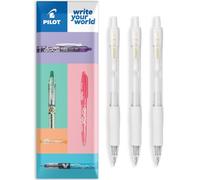 PILOT G-2 - Bolígrafos retráctiles de tinta de gel, punta de punta de 0,7 mm, en paquete de regalo, juego de 3 unidades, tinta blanca pastel